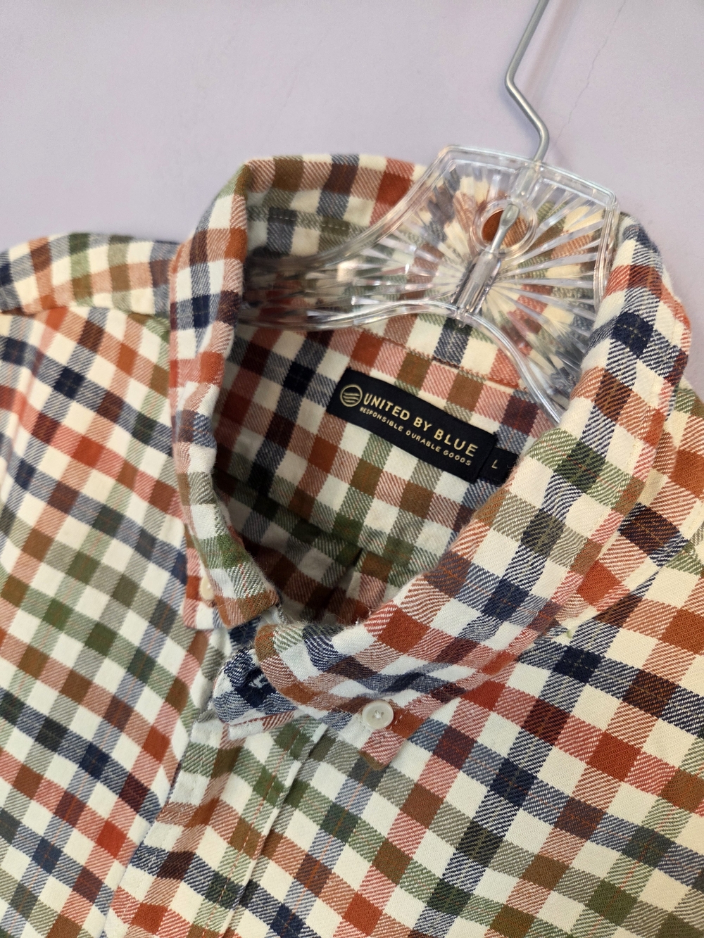 United By Blue Men's Long Sleeve Gingham Button-Down Shirt Large Classic Preppy